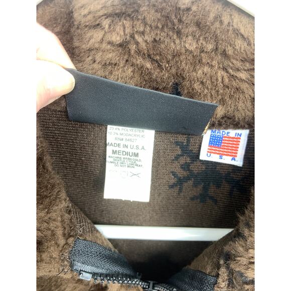 VTG Cobblestone Canyon Winter Trees Brown Vest Fleece Faux Fur Size M - Picture 5 of 8